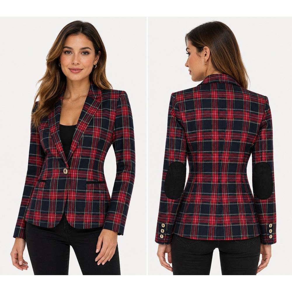 Tommy Hilfiger Tartan Plaid Blazer Size 6 Academic Preppy Jacket